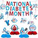 Diabetes Awareness Party Decorations,Include National Diabetes Month Banner,Hanging Swirls and Honeycomb Centerpieces for National Diabetes Month Scene & Charity Party Supplies
