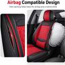 PU Leather Car Seat Covers Full Set, Airbag Compatible Automotive Seat Protectors, Waterproof & Non-Slip Universal Fit for Sedan SUV Truck (5-Piece,Red)
