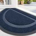 OLANLY Half Circle Door Mat Indoor Outdoor Entrance Welcome, Waterproof All-Season, All-Weather Doormat, Sturdy Natural Rubber, Low Profile, Easy Clean Patio Porch Entryway Mat, 36x24, Blue
