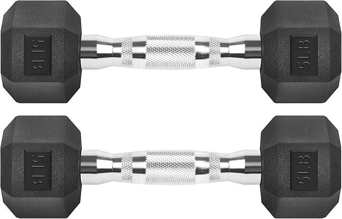 Dumbbells Rubber Coated Cast Iron Hex Black Dumbbell Free Weights for Exercises , Style: 5 Pounds / Pair Dumbbells Rubber Coated Cast Iron Hex Black Dumbbell Free Weights for Exercises , Style: 5 Pounds / Pair