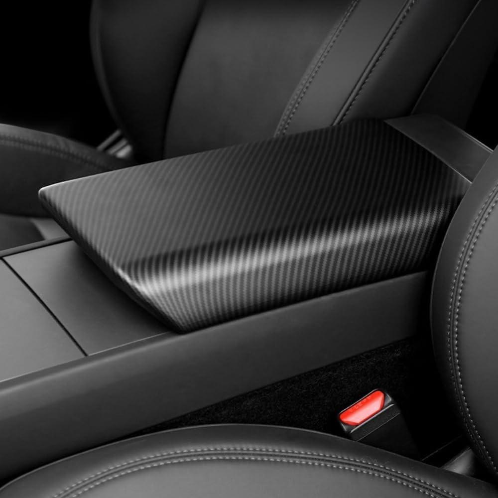 frani Center Console Armrest Cover Designed for Tesla Model 3 Highland 2024-2026 and Model Y Juniper 2026 Refresh, Non-Slip Designed with EZ Snap On Install-Carbon Fiber Texture