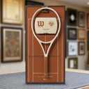 Tennis Racket Display Frame with Walnut Block & Copper Hooks – Showcase Your Vintage or Everyday Racket with Grand Slam Court Inspired Decor (16x31.5inch / 40x80cm), Standard