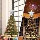 Christmas Tree Topper, Christmas Star Tree Topper Built-in LED Rotating Lights, Plug in 3D Sliver Glittered Star Tree Topper for Xmas Party Holiday Decorations (Silver)
