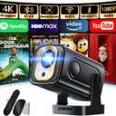 Projector [Auto Focus & Native 1080P & Built-in Apps] Mini Portable Projector 1080P, 4K Full HD with WiFi 6 & Bluetooth 5.4, Auto Focus & Keystone, 270 Rotatable, Compatible with Phone/HDMI/USB,Black