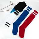 Medsuo 2 Pairs Kids Football Socks Aged 7-12 Knee High Breathable Soccer Socks Long Football Sport Socks for Kid Boy Girl (Blue)