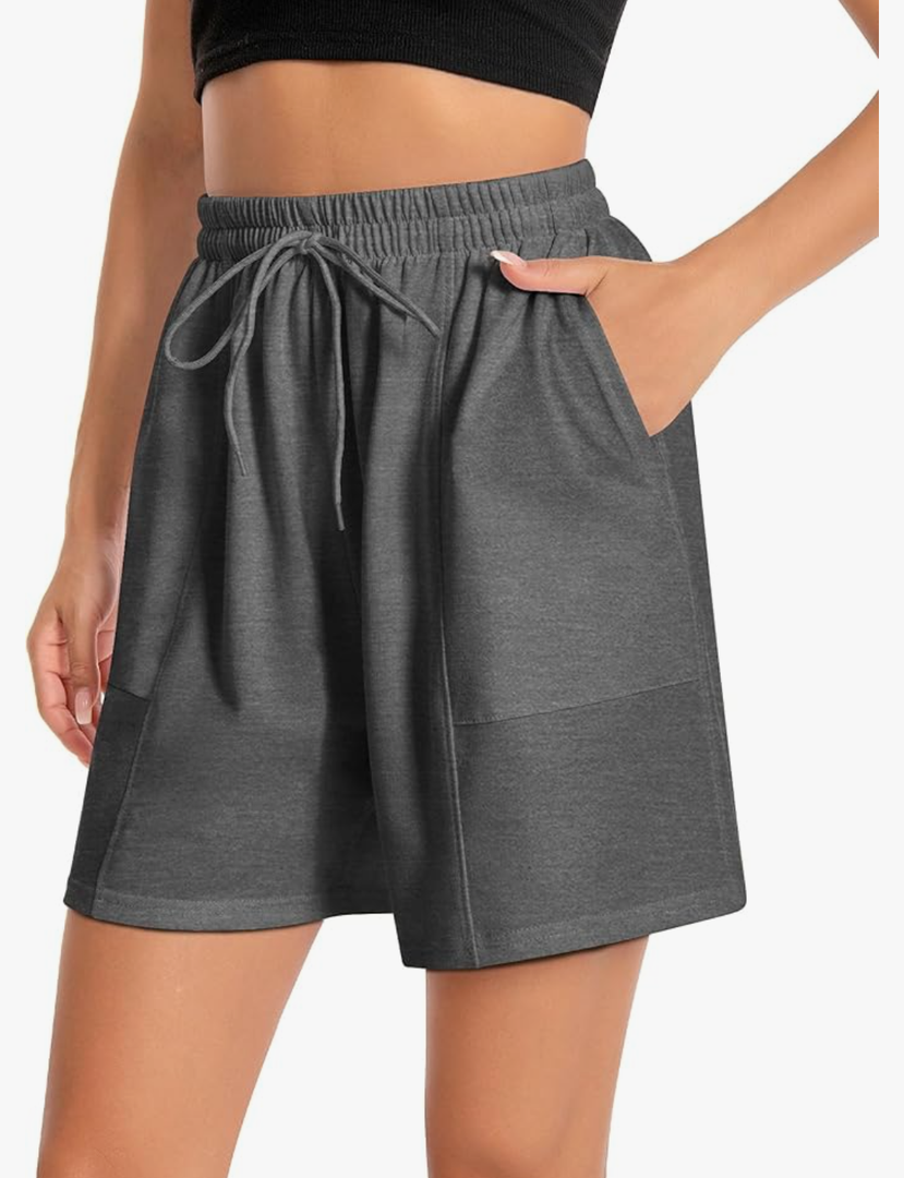 Women's Lounge Athletic Shorts with Pockets, 6.1" Sweat Shorts Women, Summer Casual Elastic Walking Running Shorts L