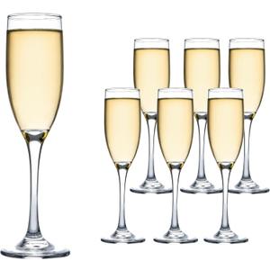 UMEIED 6 Oz Classic Champagne Flutes Set of 6, Long Stemmed Crystal Clear Champagne Glasses, Sparkling Wine Glasses for Home Party Wedding Birthday Housewarming Gifts