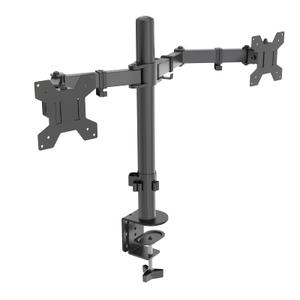 H&C(hcck&Cllassp) Dual Monitor Mount, Monitor Arm with Swivel, Tilt, Rotation, Height Adjustable, VESA Mount for 17-27” Monitors up to 17.6lbs, Desk Mount with C-Clamp, Black