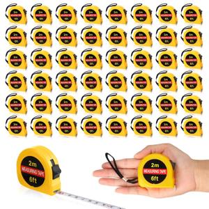 50 Pcs 6 FT Mini Tape Measure Retractable Bulk Small Measuring Tape Pocket Size Measurement Tool for Operation Christmas Items Party Favor Gifts Stuffers for Men(Yellow)