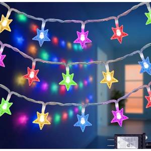Star String Lights 360 LED 132FT,8 Modes Plug in Star Fairy Lights with Timer & Memory, Indoor Outdoor Star Christmas Lights for Birthday Party Bedroom Wedding Home Classroom Decor Multicolor