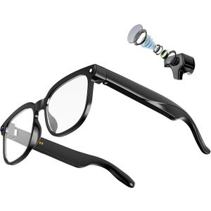 AI Smart Glasses with Camera, 8MP 4K HD Video & Photo Capture, Real-Time Translation, Recording Glasses with AI Assistant, Open-Ear Audio, Object Recognition, for Vlog, Outdoor & Hiking(Clear lens)