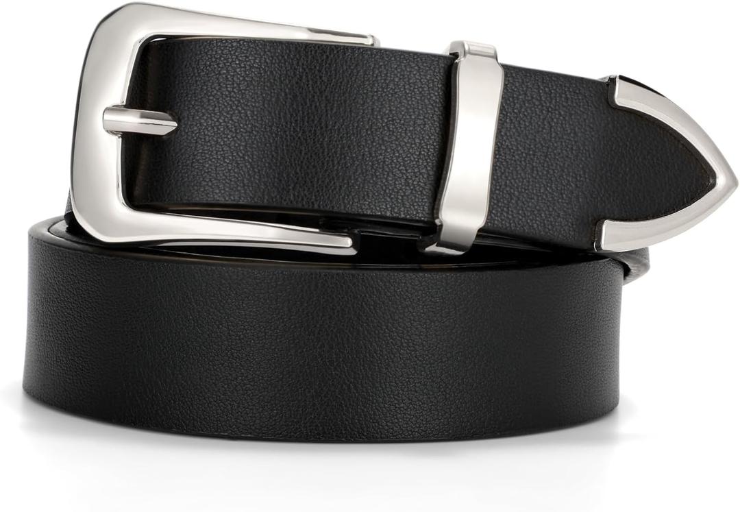 JASGOOD Women Leather Belt for Jeans Pants Casual Ladies Belt for Dress with Silver Buckle
