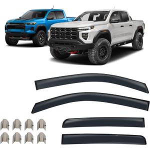 in-Channel Rain Guards Compatible with Chevy Colorado/GMC Canyon 2023 2024 2025 2026 Crew Cab, Front & Rear Side Window Visors, Window Deflectors Rain Guards with 8Pcs Clips (4Pcs/Set)