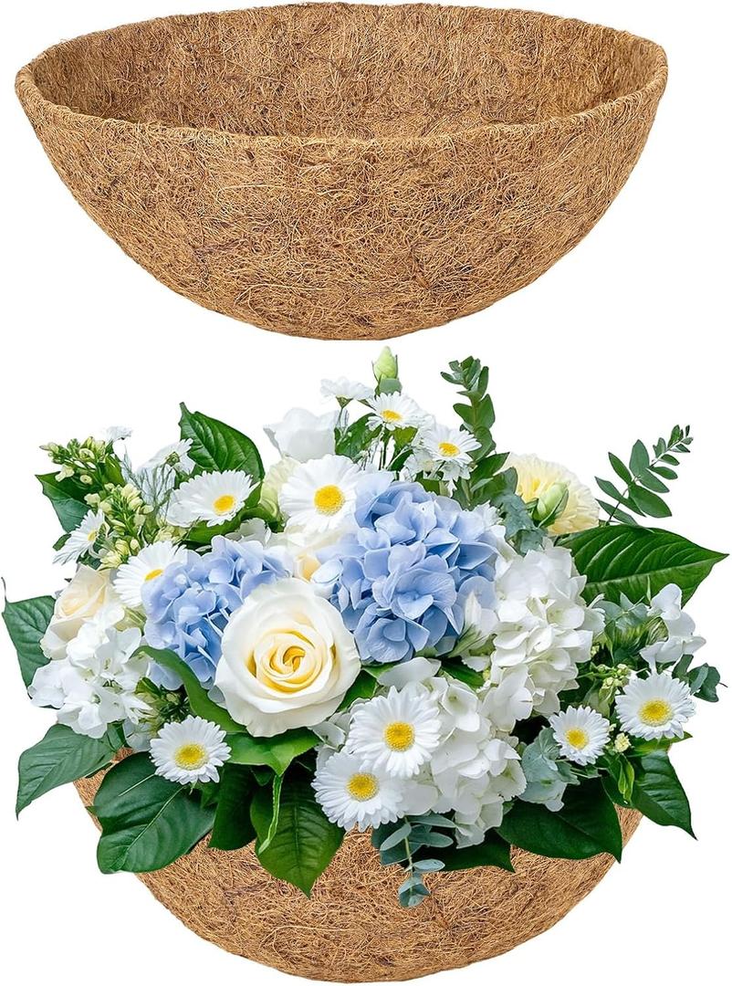 2Pcs 12 Inch Coco Liner for Hanging Planter Basket for Outdoor Garden (2, 12)