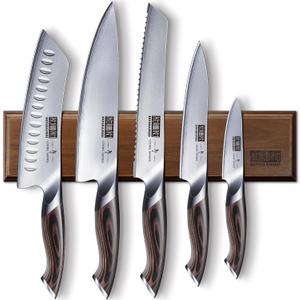 HOSHANHO Knife Set with Magnetic Knife Holder, 6 Pieces Japanese High Carbon Stainless Steel Kitchen Knife Sets, Ultra Sharp Professional Chef Knives Sets (8")