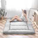 MAXYOYO Japanese Floor Mattress, Thicken Daybed Futon Sleeping Pad Foldable Roll Up Mattress Boys Girls Dormitory Floor Lounger Bed Couches and Sofas, Grey, Twin Size