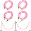 Okllen Pack of 4 Velvet Stanchion Rope Pink, 5 Ft Crowd Control Ropes Safety Barriers with Polished Gold Clasps, Hanging VIP Rope for Red Pink Carpet Theme Event and Party Events Decor