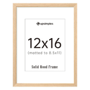 upsimples 12x16 Frame, Natural Solid Wood Picture Frames, Display 8.5x11 with Mat or 12 x 16 Without, Vertical & Horizontal Wall Hanging, 1 Pack, Natural