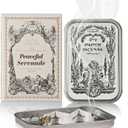 Paper Incense - 48pcs with Vintage Tin Case, Burning Papers Infused with Natural Essential Oils, Quick Usage & Long-Lasting Fragrance, Eliminating Bathroom, Kitchen, Pet Odors - Peaceful Serenade