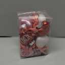 11 Pcs Valentines Day Heart Ornaments, 2.4 Inch Red Pink White Valentine's Heart Shaped Baubles Decorations Glitter Conversation Hearts Hanging Ornament for Tree Home Galentines Party Supplies