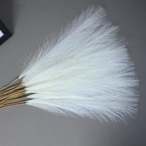 Fluffy Pampas Artificial Flowers Grass 5/10/20PCS Fake Flower Bouquet Boho Decor for Table Party Home Wedding Decoration (Milky White)