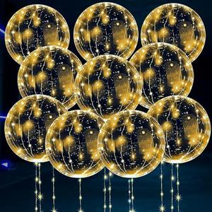 10 Pcs LED Balloons Light Up Balloons for Parties – Clear 18" Balloons with Gold String Lights & Individual Switch – Glowing Christmas Decoration for Holiday & New Year Parties, Batteries Not Included