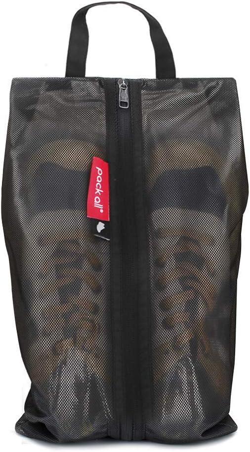 pack all Shoe Bag for Travel, Water-Resistant Shoe Pouch for Gym, Odor-Resistant Soccer Cleats Bag for Sport (Black, 1 Pack)