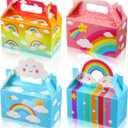 Nezyo 24 Pack Rainbow Party Favor Boxes Cloud Treat Rainbow Party Decorations Favors Kraft Paper Goodie Boxes with Handles Candy Goodies Gift for Kids Birthday Baby Shower Supplies