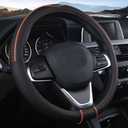 SHIAWASENA Auto Car Steering Wheel Cover, Universal 15 Inch Fit, Soft Leather, Breathable Anti Slip (Black & Orange)