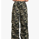 Floerns Girl's Camo Print Straight Leg Y2k Pants Elastic Waist Gym Track Pants S Size