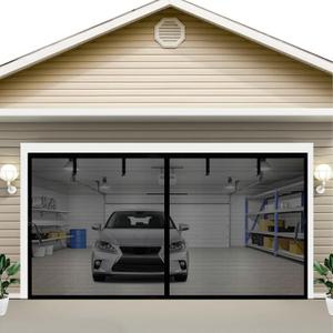 Magnetic Garage Screen Door 12x10FT for 1 Car, Carport Doors, Hands Free Heavy Duty Screen Curtain, Kids Pets Friendly, Self Sealing Fiberglass Door Cover, Retractable, Easy Assembly &Pass (Black)