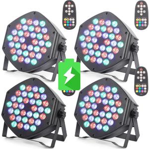 Wireless Rechargeable Par Can Lights 4 Pack Wireless Led Uplights Battery Powered Uplighting RGB 36W Stage Lighting for Events Dj Wedding Party Litake