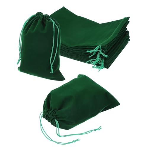 uxcell 12 Pcs Velvet Drawstring Bag, 6.7 x 9 Inch Jewelry Velvet Pouches Gift Bags for Wedding Party Favor Candy Jewelry Packaging Organizing Storage, Green