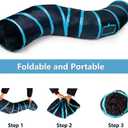Cat Tunnel Tube ToysTunnels for Indoor Cats, S-Shape Blue Collapsible Interactive Toy with Balls for Rabbits, Kittens, Ferrets, Puppy (S - 2 Way Black Blue)