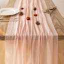 2Pcs Pink Cheesecloth Table Runner 120 Inches for Party Home Decor, 35"x120"