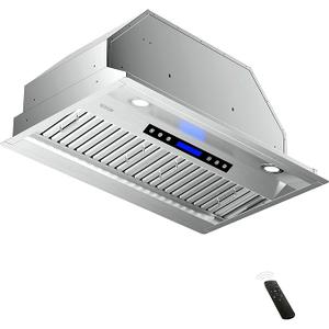 EKON NAB02-30" 900CFM Range Hood Insert, Ducted/Ductless Built-in Range Hoods with Remote/4 Speeds Touch Control LCD Display,2pcs Baffle Filters,Adjustable Leds Lights for Over Kitchen Stove