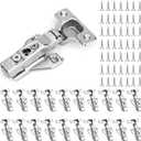 60 Pack 1/2'' Overlay Face Frame Soft Close Hidden Cabinet Hinges, 105 Degree 3D Adjustable Clip On Plate Concealed Kitchen Cupboard Door Hinges with Screws