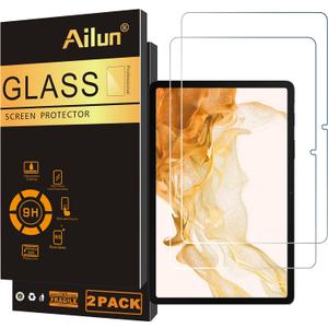 Ailun Screen Protector for Galaxy Tab S8 Plus/S7 FE/S7+, 12.4 inch 2Pack Tempered Glass 9H Hardness 2.5D Edge Ultra Clear Anti Scratch Case Friendly