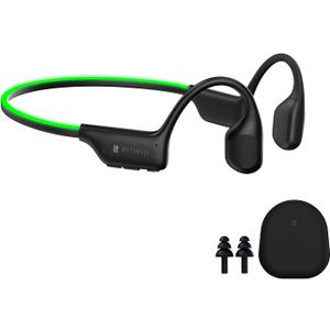 Bluetooth 5.3 Headphones, Bone Conduction Headphones w/Mic Open Ear Wireless Earbuds w/Light Bar for Running, IPX7 Waterproof 32GB MP3 for Cycling, 8Hrs Playtime Earphones for Sports Workouts