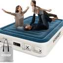 Queen Air Mattress with Built-in Pump,18''Fast & Easy Inflation/Deflation Inflatable Mattress, Foldable Blow Up Mattress with Storage Bag, Inflatable Bed for Home, Camping & Guests