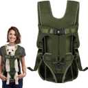 Dog Front Carrier Backpack, Dog Backpack Carrier Soft Pad, Pet Legs Out, Easy-Fit Dogs Front Carrier for Small Medium Puppy, Hands Free Dog Carrier Adjustable for Cycling Hiking (Army Green, S)