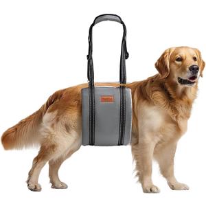 Dog Lift Harness for Large Dogs, Adjustable Comfortable Dog Sling with Handle, Knee & Rear Leg Support for Torn ACL Rehabilitation, Weak Rear Legs, Helps Senior, Disabled Canines(Grey,L)