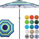 Blissun 10FT Outdoor Patio Umbrella, Outdoor Table Umbrella, Yard Umbrella, Market Umbrella with 8 Sturdy Ribs, Push Button Tilt and Crank
