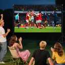 STWUI Projector Screen with Stand - 150 Inch Portable Projector Screens Outdoor Indoor Projector Screen 16:9 4K HD Outdoor Movie Screen with Carry Bag, Enjoy Home Theater Projection Screen