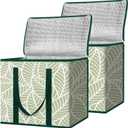 BALEINE 2Pk Insulated Reusable Grocery Bags, Collapsible Cooler Bag for Groceries, Heavy Duty Large Insulated Bag (16''x9''x13'', Antique Foliage)