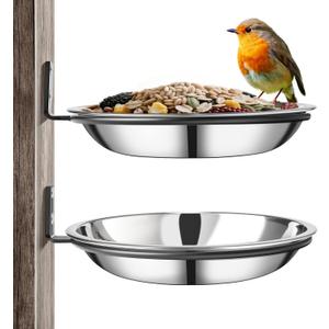 Crow Feeder Tree Mount, Stainless Steel Bird Feeder Tray Outdoor Wildlife Feeder Mount, Sturdy Corn Feeder for Crows and Squirrels Perfect for Hunting and Bird Watching (2 Packs)