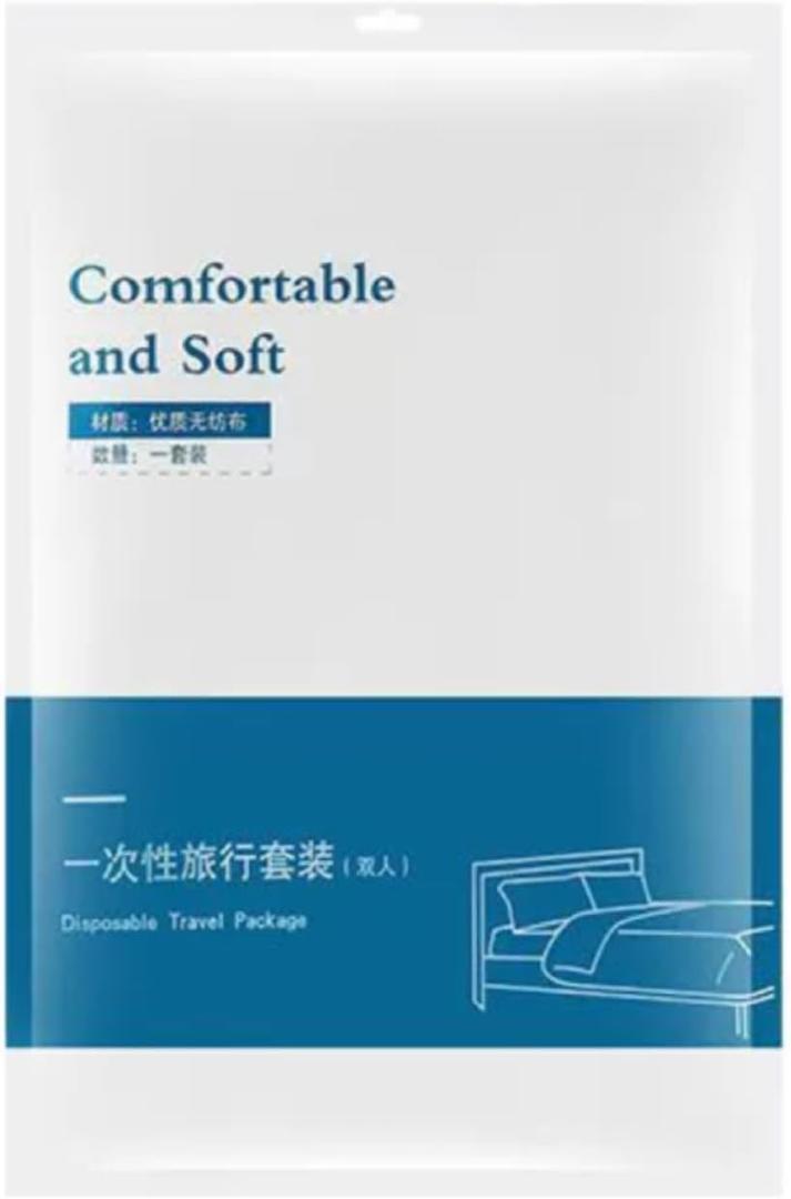 Durable Disposable Bed Sheets for Travel - King Size - 4-Piece Set with Sheet, Quilt Cover, 2 Pillowcases, Portable & Tear-Resistant for Hotel & Emergency Use, Lightweight Travel Bedding Kit