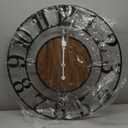 Large Metal Wall Clock, 30 Inch Retro Decorative Silent, Non Ticking, Battery Operated Modern Big Wood Wall Clock for Living Room, Farmhouse, Bedroom, Fireplace, Kitchen, Office, Home Decor (Black Arabic)