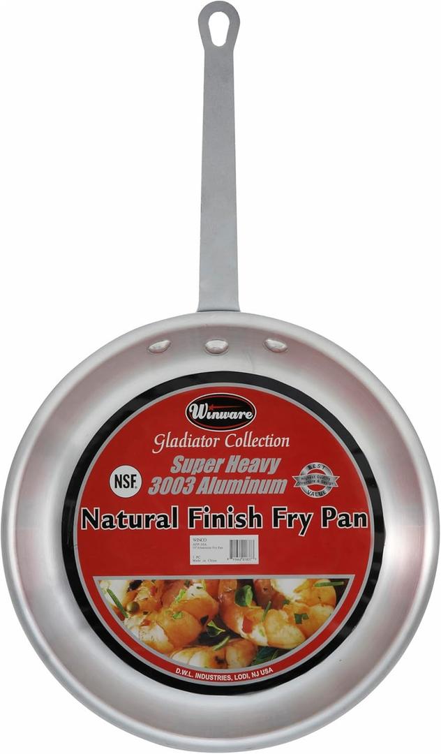 Winco AFP-14A Commercial-Grade Aluminium Fry Pan/Skillet, 14", Silver