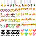 Capoda 80 Pcs Fiesta Party Decorations Sombrero Headband Cinco de Mayo Fiesta Necklaces Bead Mexican Theme Paper Glasses Plastic Maracas Beards For Adult Mexican Carnival Costume Decor